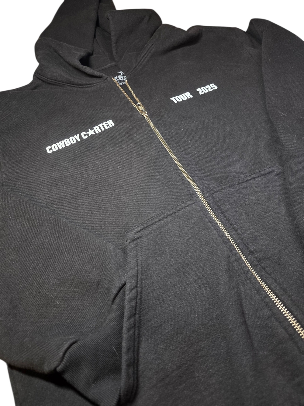 Beyonce Cowboy Carter Tour Merch 2025 Black Zip Up Hoodie Size Medium Like New
